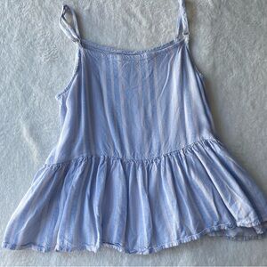 H&M Striped Top Flowy Peplum Tank Blue Girls size 10/11‎ coastal